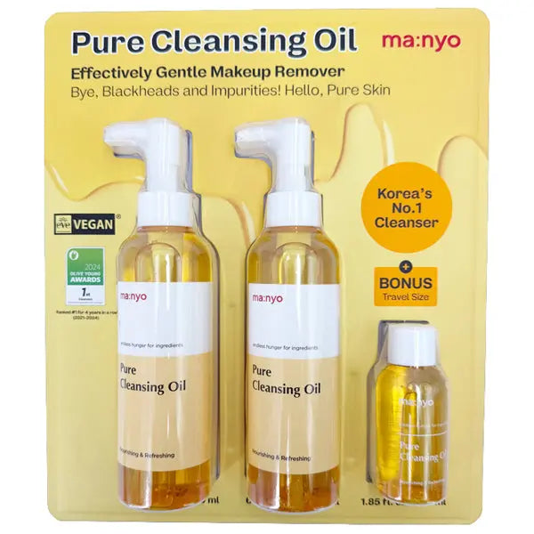 Manyo Pure Cleansing Oil Gentle Makeup Remover 2 Pack Plus Bonus Travel Size Ma:nyo